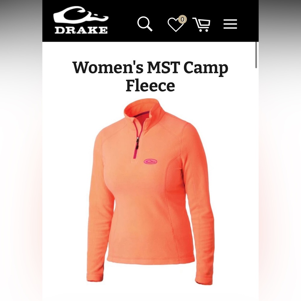 Drake Women’s MST Camp Fleece Quarter Zip in Sherbert size Large